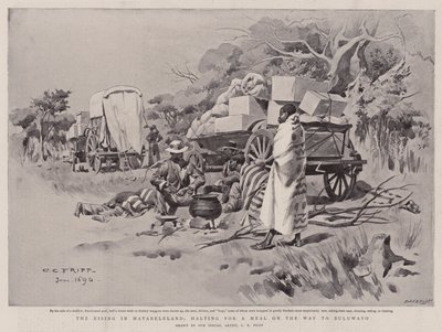 The Rising in Matabeleland, Halting for a Meal on the Way to Buluwayo by Charles Edwin Fripp